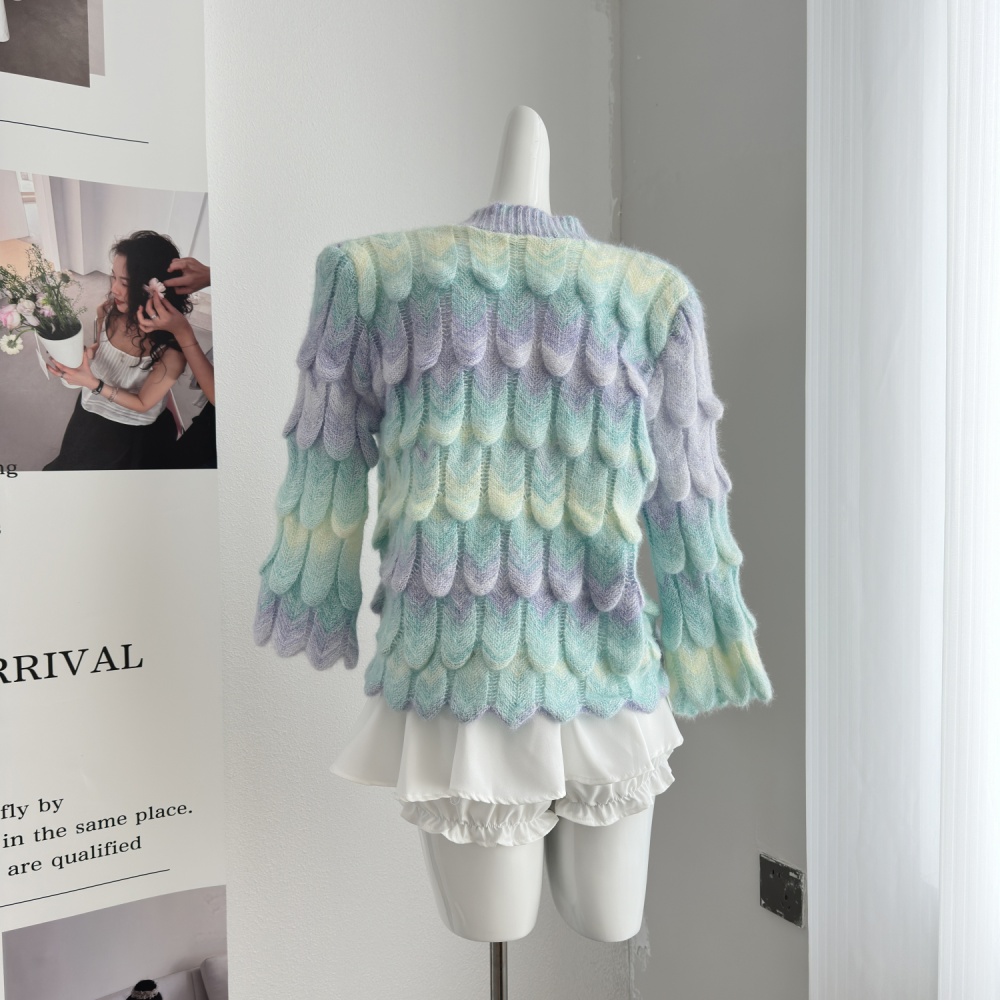 Knitted gradient sweater long sleeve autumn tops for women