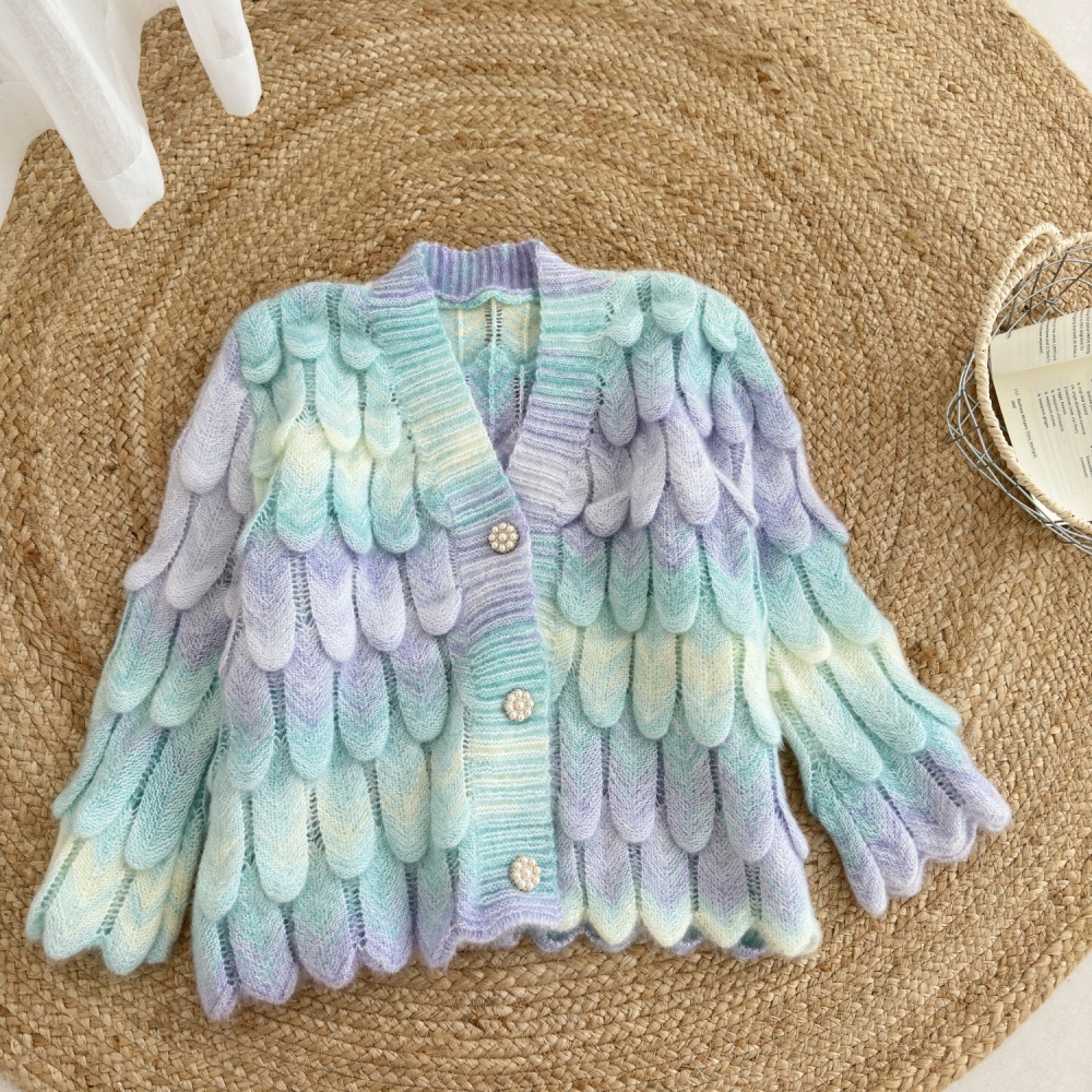 Knitted gradient sweater long sleeve autumn tops for women