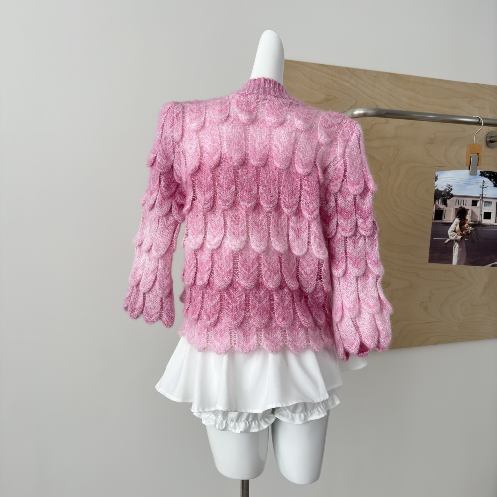 Knitted gradient sweater long sleeve autumn tops for women