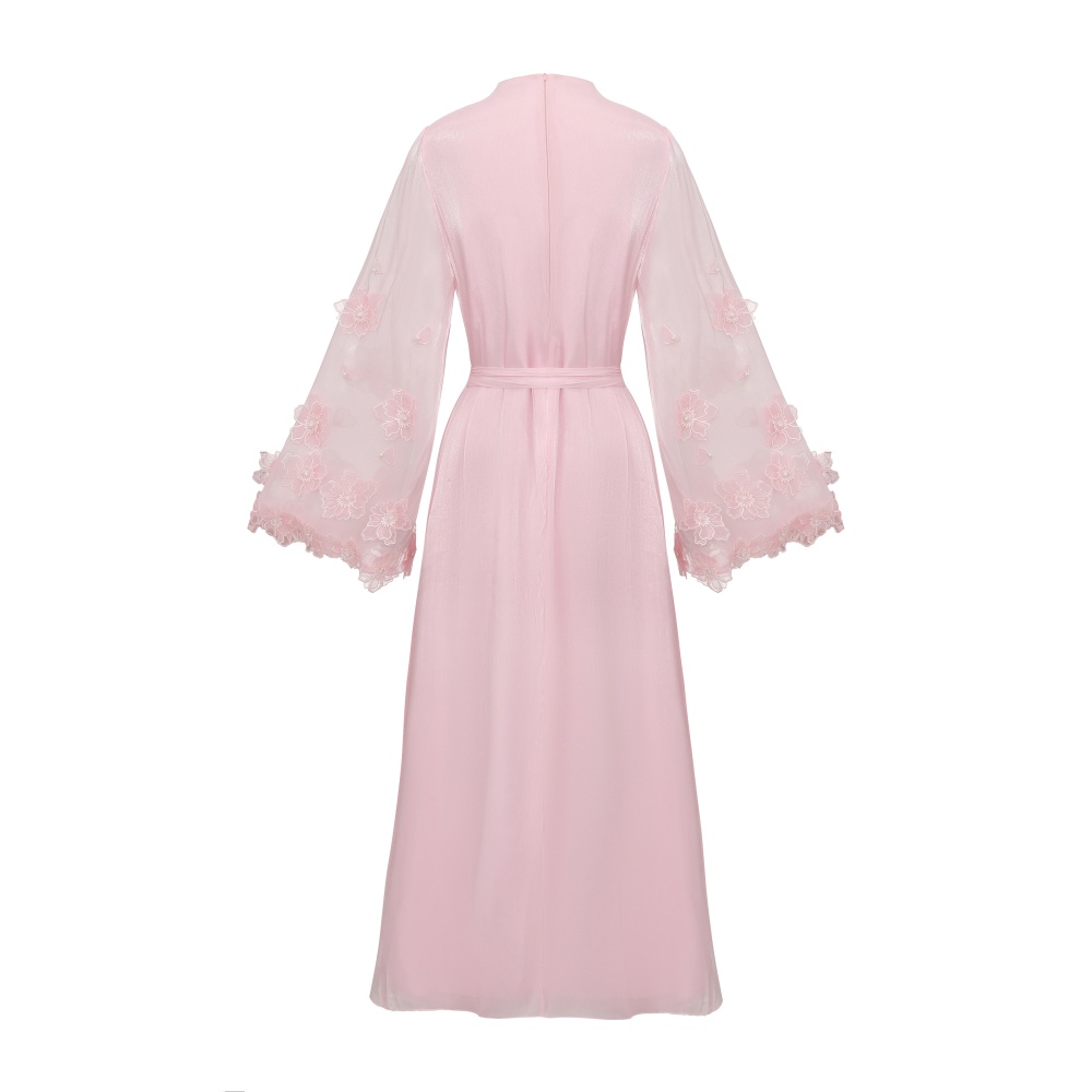 Round neck colors stereoscopic long frenum dress