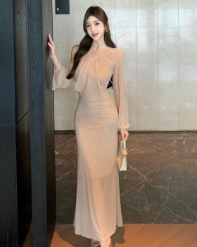 Mermaid strapless long dress enticement gauze dress