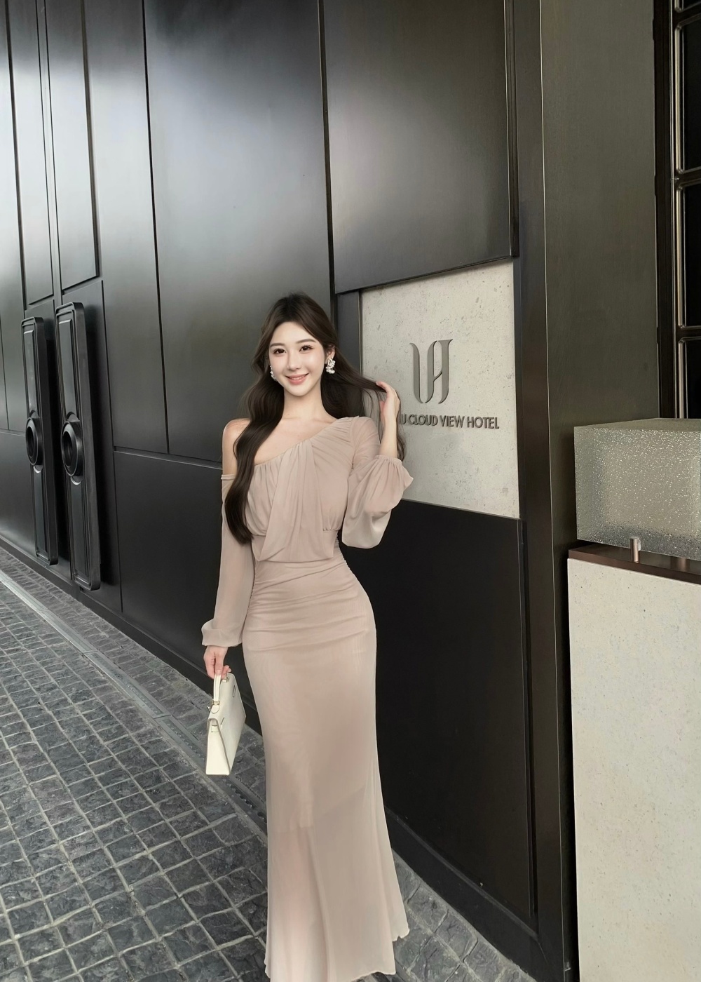Mermaid strapless long dress enticement gauze dress
