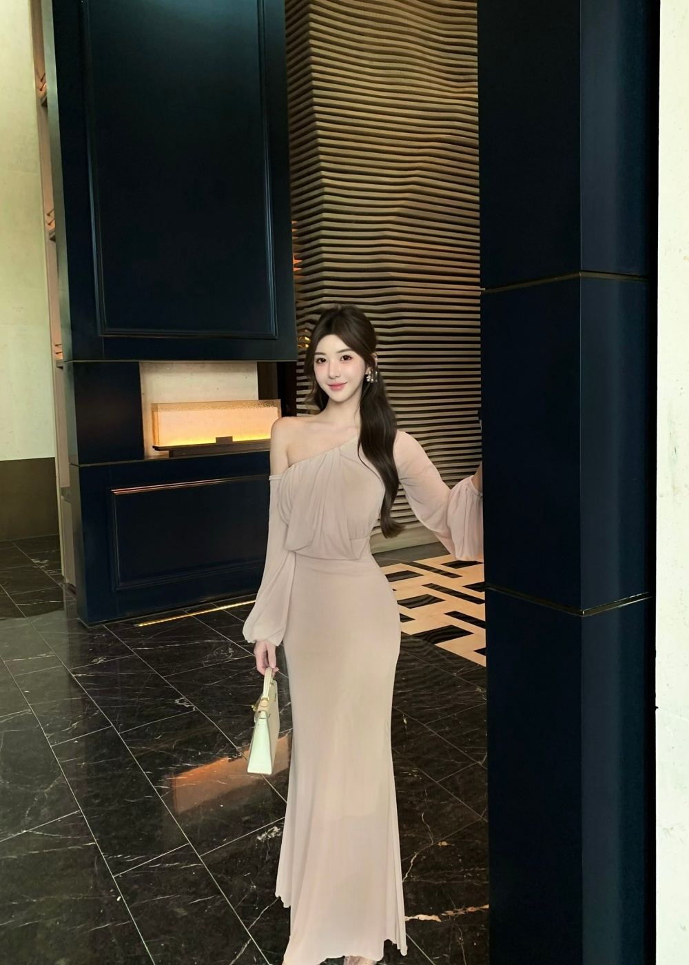 Mermaid strapless long dress enticement gauze dress