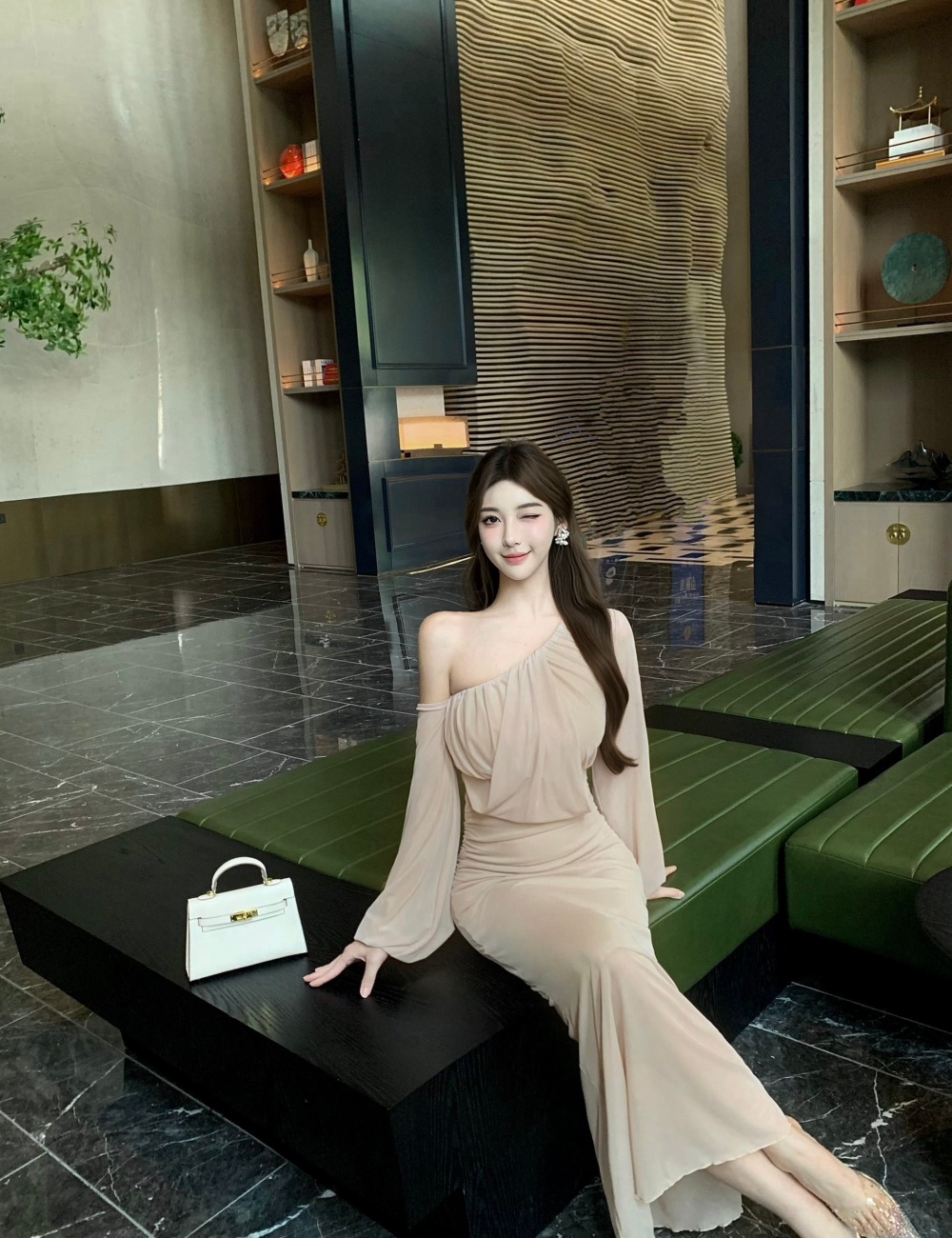 Mermaid strapless long dress enticement gauze dress