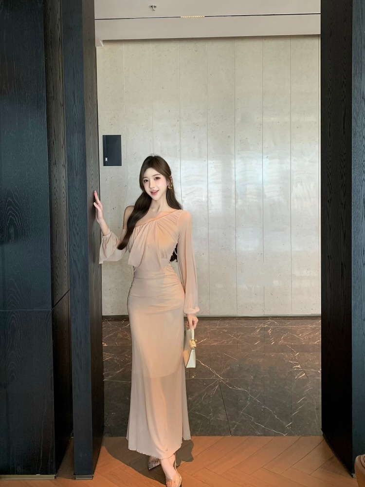 Mermaid strapless long dress enticement gauze dress