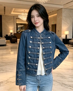 Metal denim washed jacket autumn classical tops