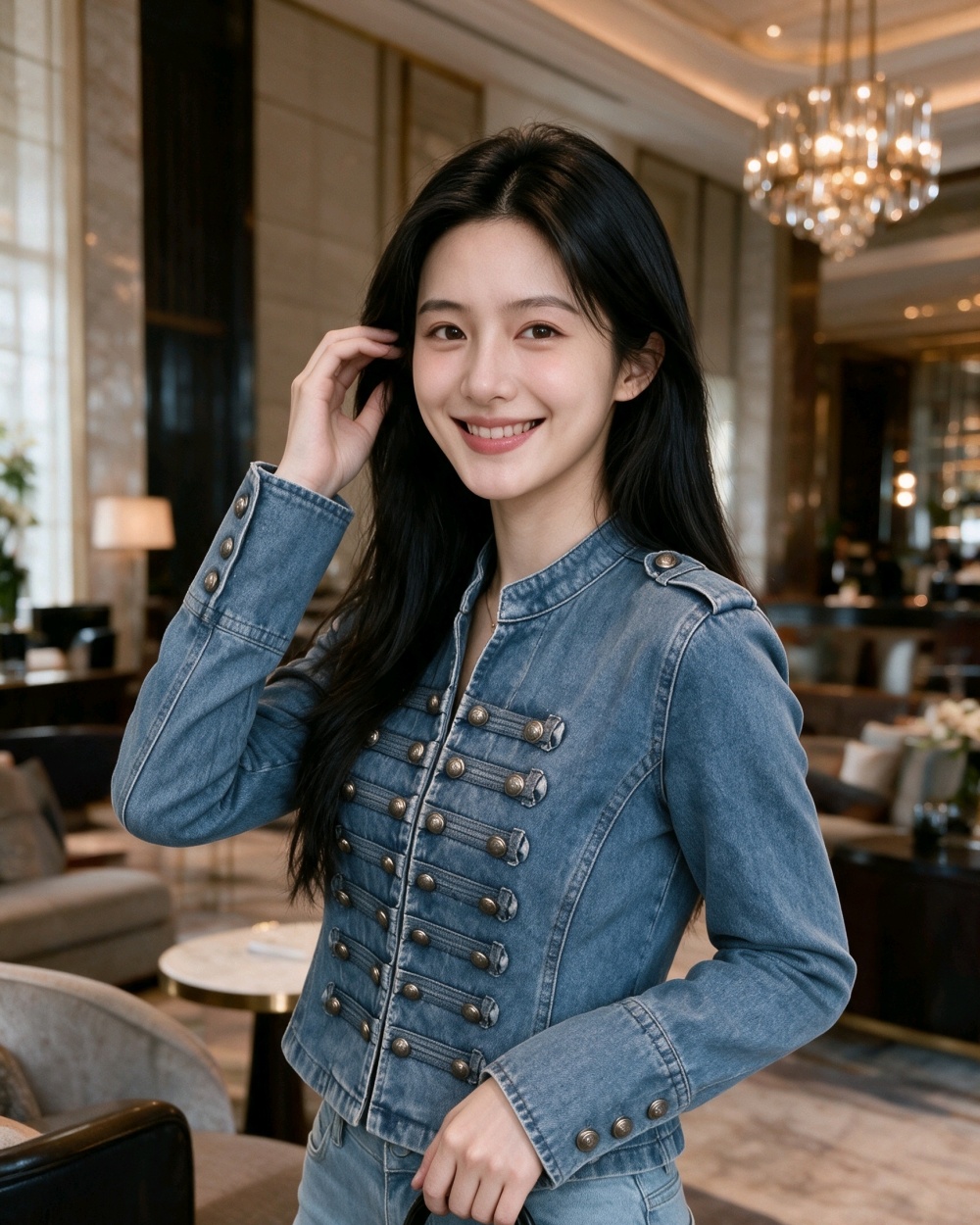 Metal denim washed jacket autumn classical tops