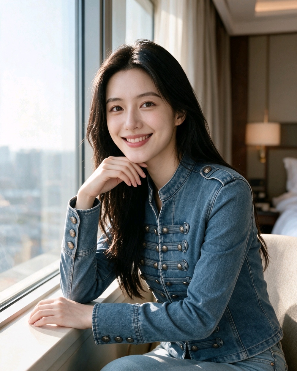 Metal denim washed jacket autumn classical tops