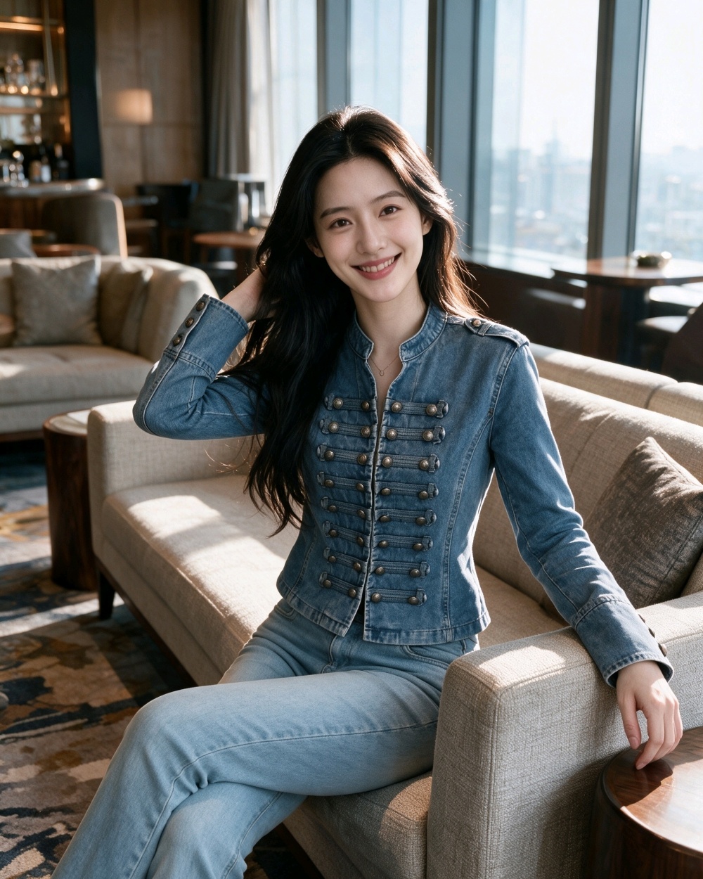 Metal denim washed jacket autumn classical tops