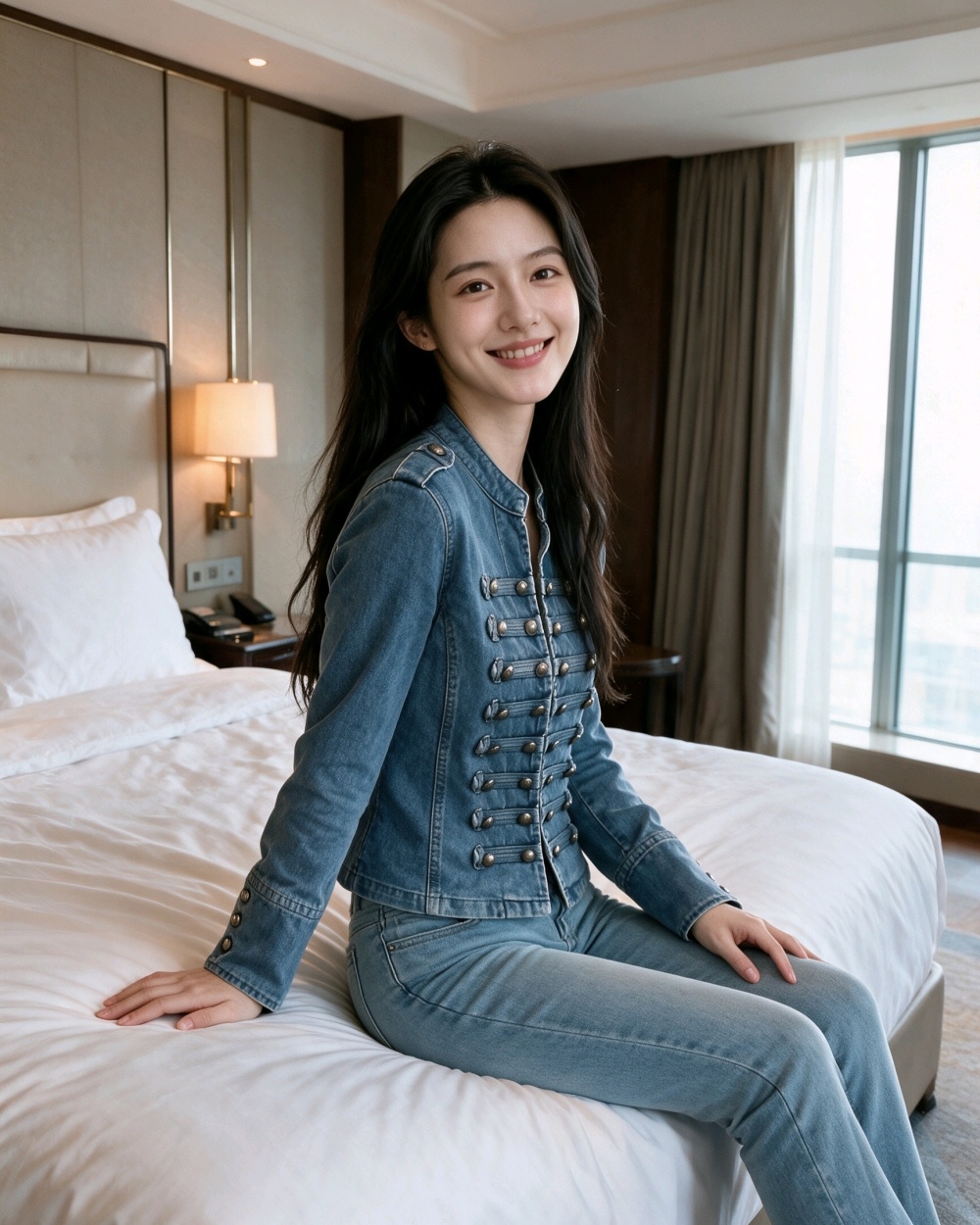 Metal denim washed jacket autumn classical tops