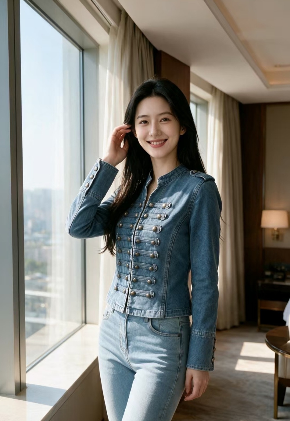 Metal denim washed jacket autumn classical tops
