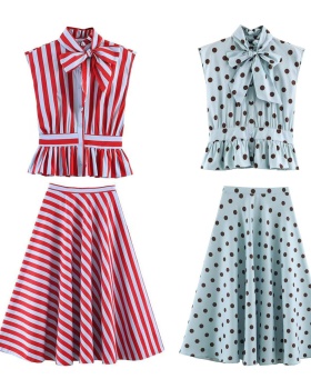 Stripe European style shirt sleeveless dress for women