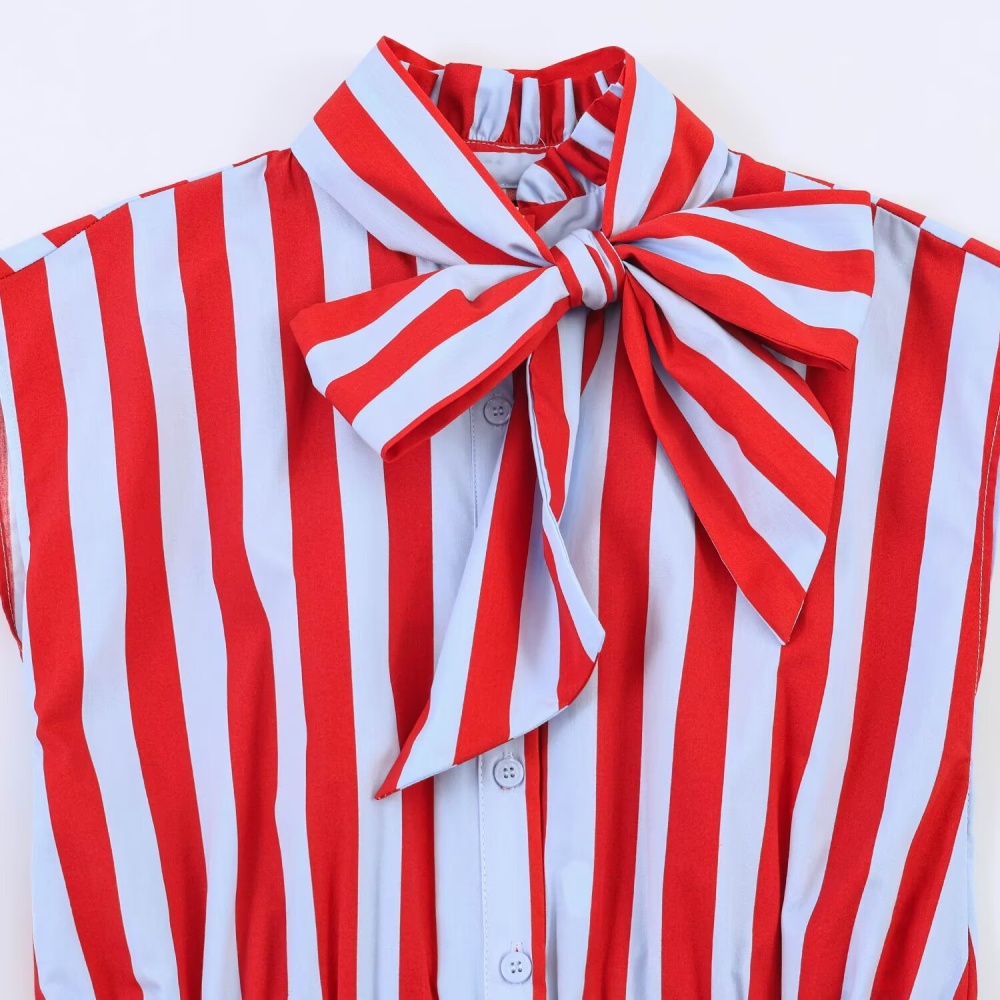 Stripe European style shirt sleeveless dress for women