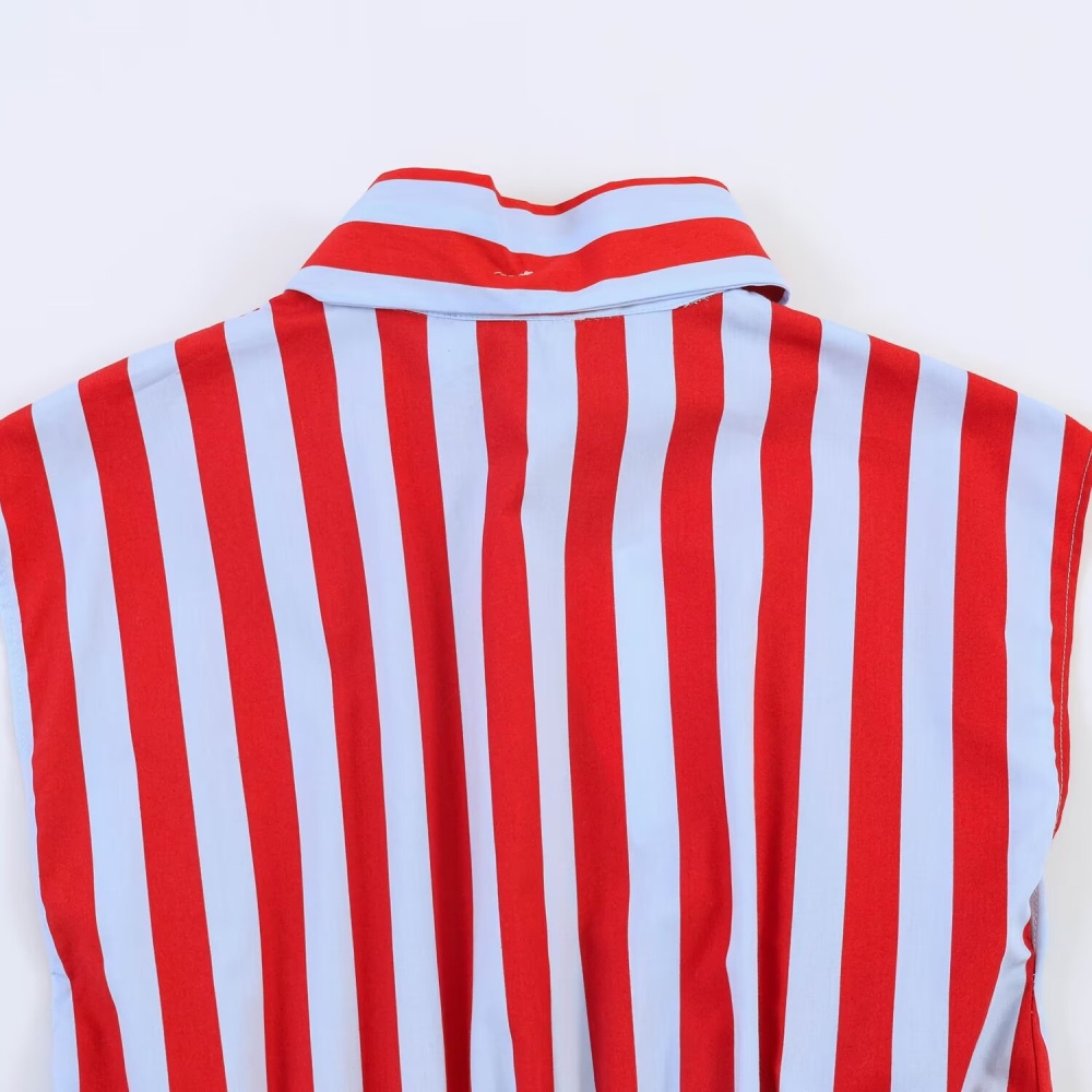 Stripe European style shirt sleeveless dress for women
