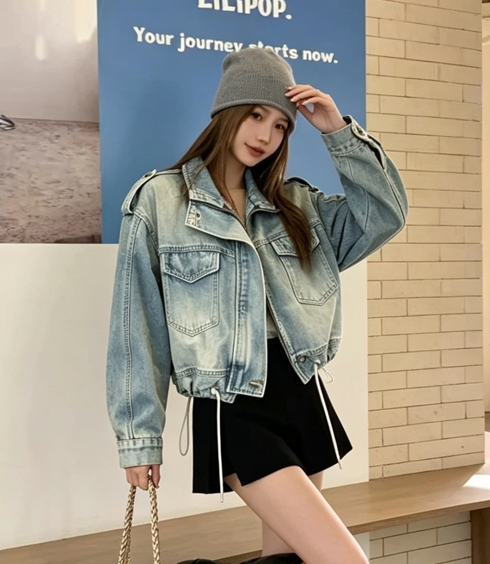 Fashion all-match work clothing denim jacket for women