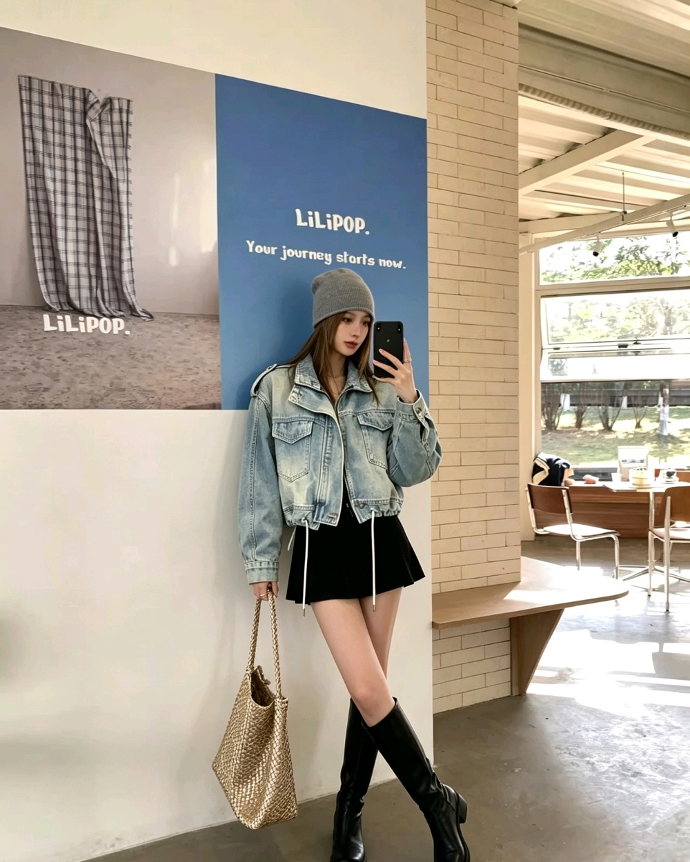 Fashion all-match work clothing denim jacket for women