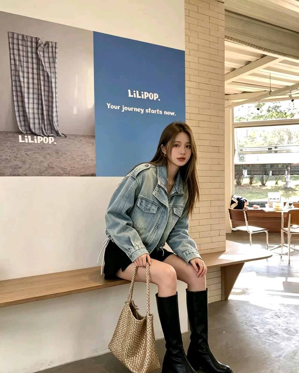 Fashion all-match work clothing denim jacket for women