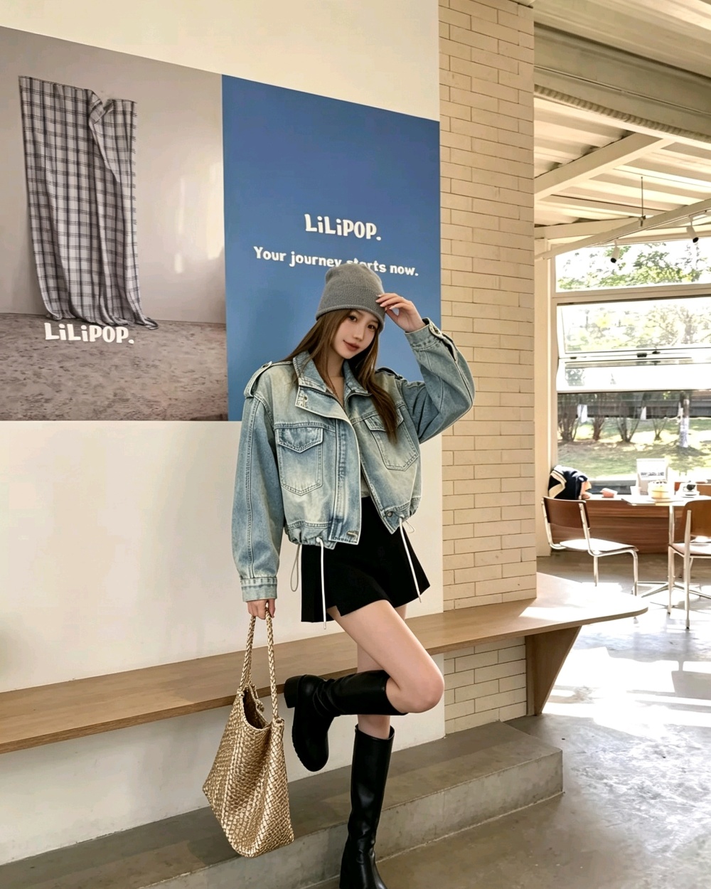 Fashion all-match work clothing denim jacket for women