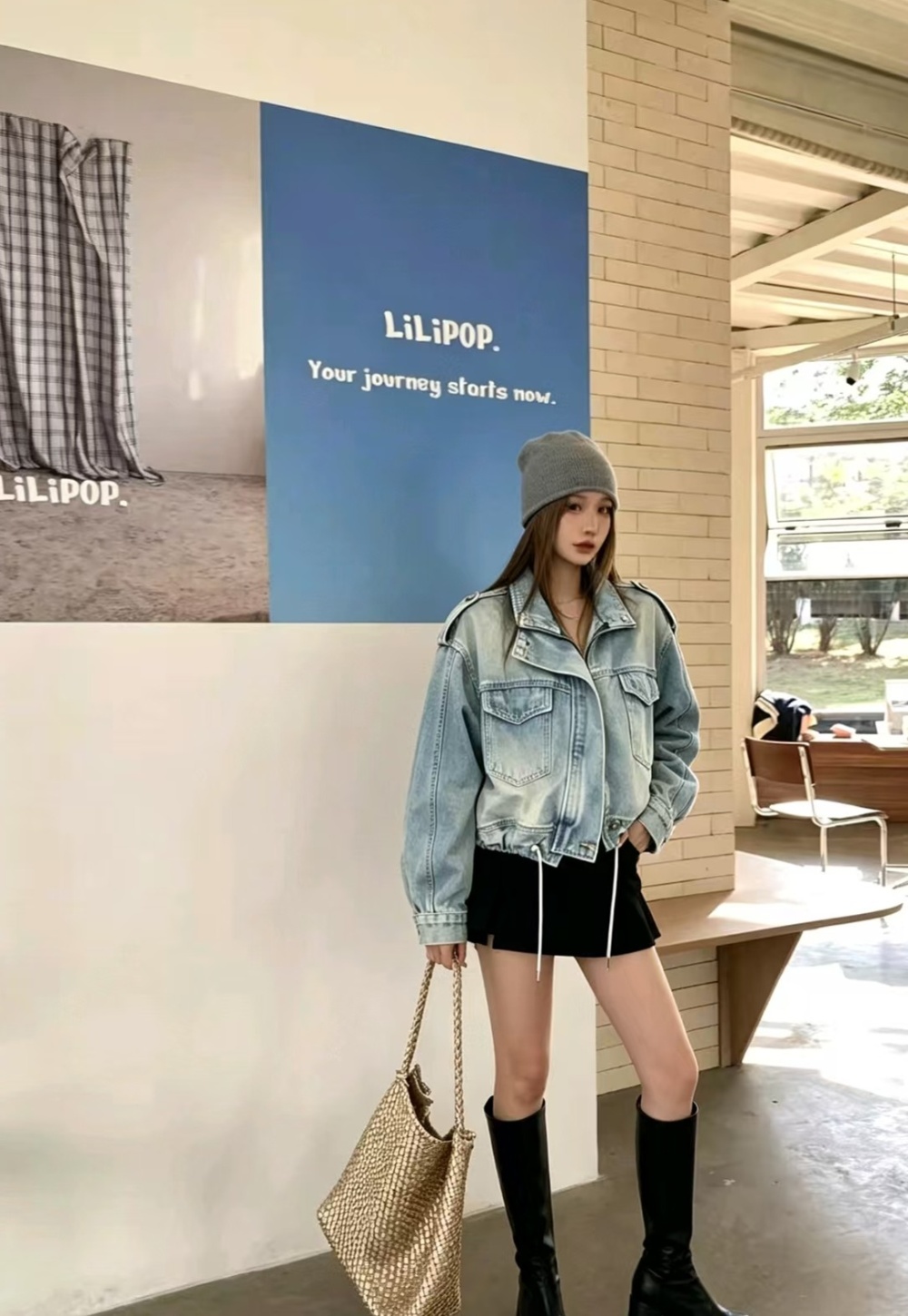 Fashion all-match work clothing denim jacket for women