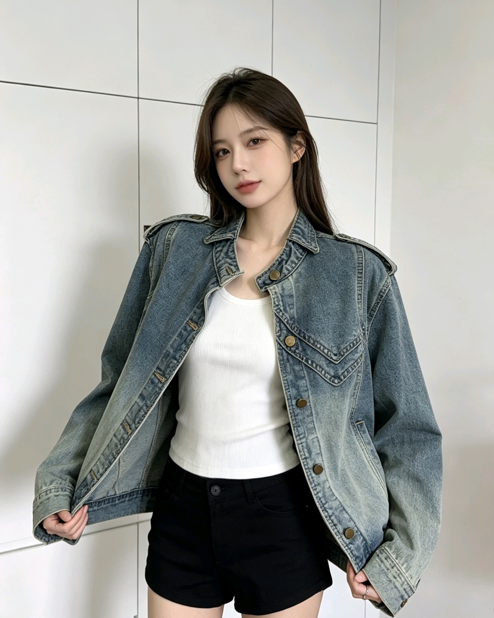 All-match washed tops European style coat for women