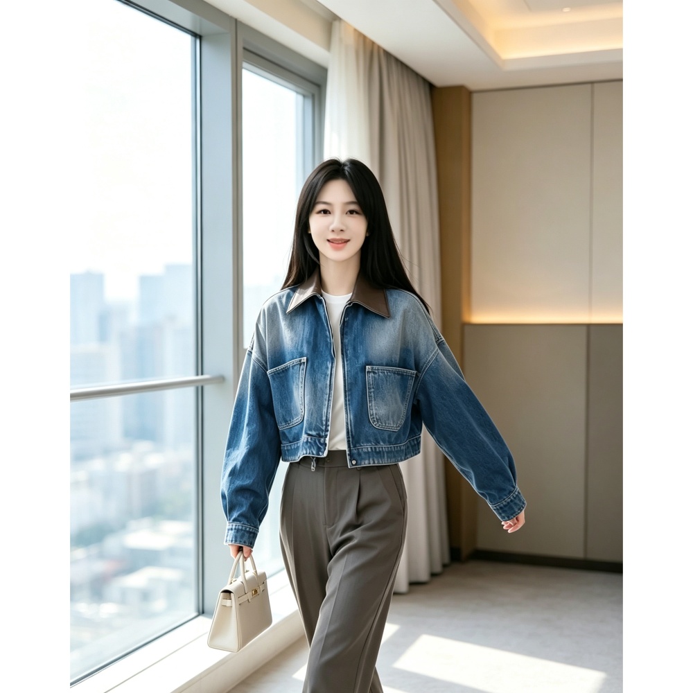 Retro loose jacket short spring and autumn tops