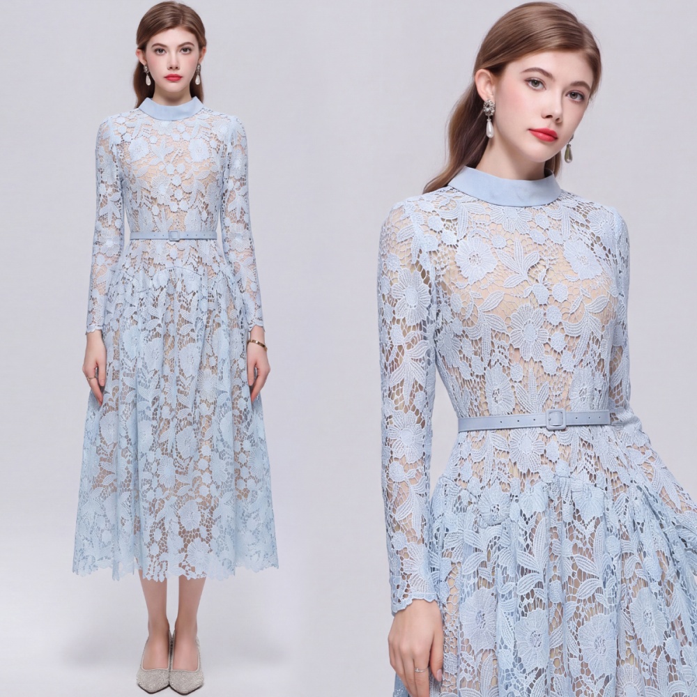France style A-line elegant temperament lace dress