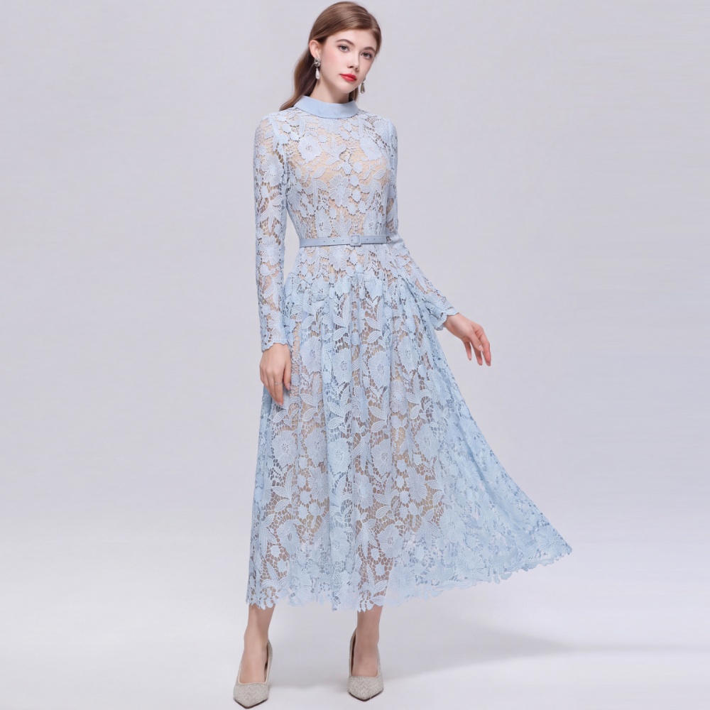 France style A-line elegant temperament lace dress