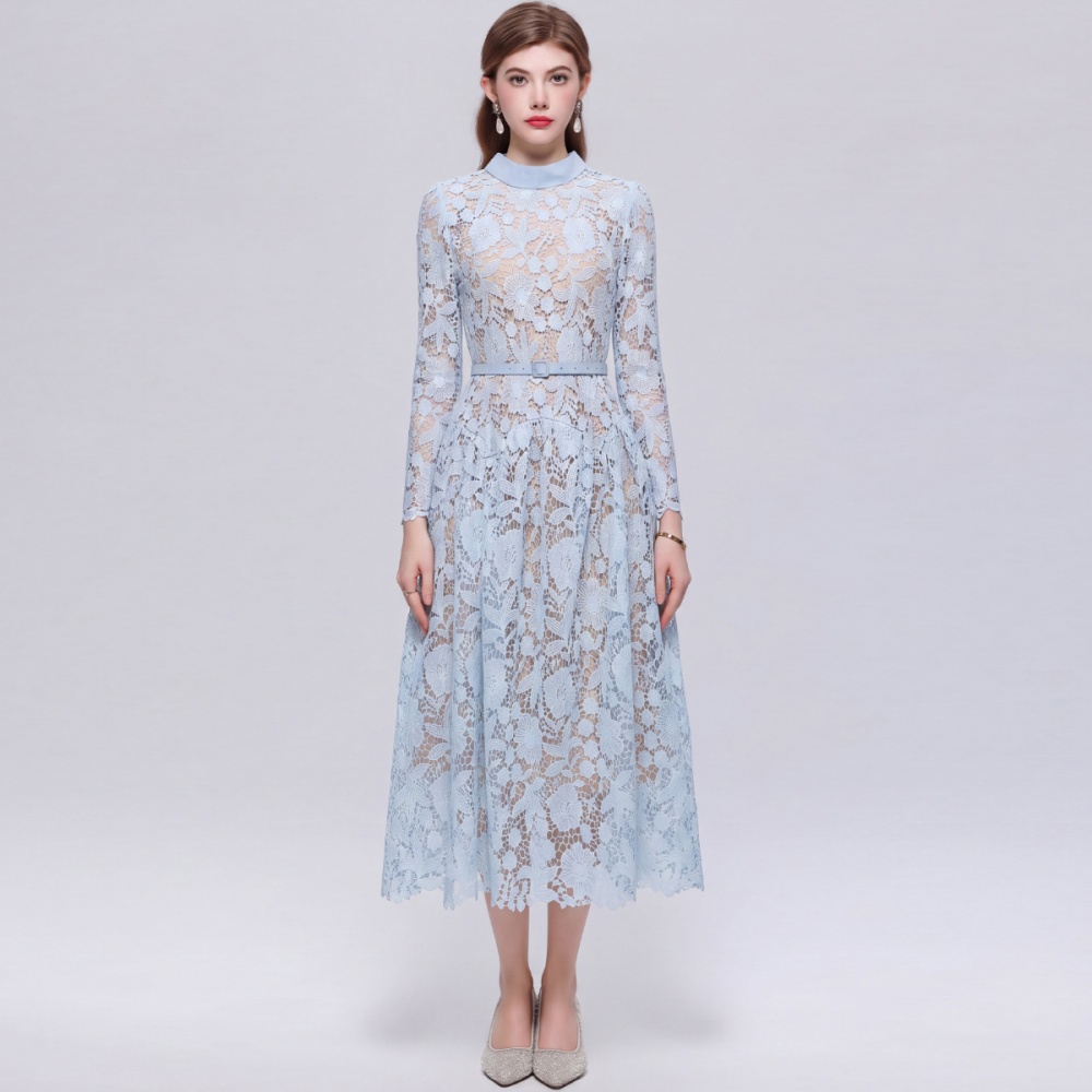 France style A-line elegant temperament lace dress