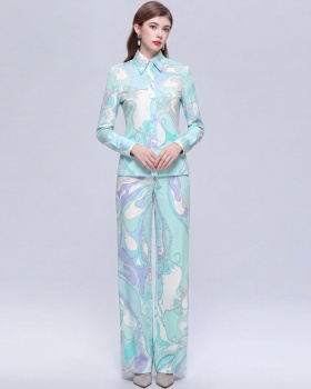 Loose long pants all-match shirt 2pcs set