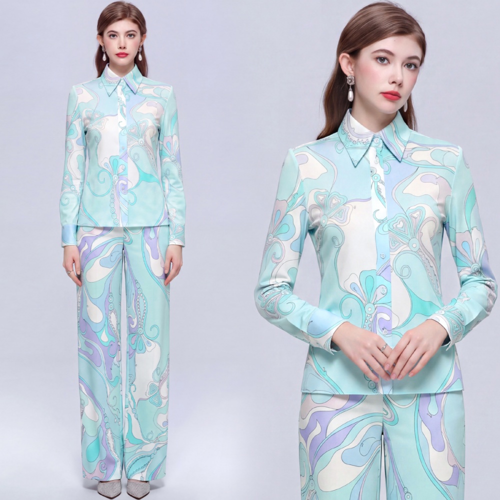 Loose long pants all-match shirt 2pcs set