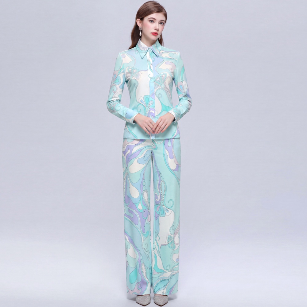 Loose long pants all-match shirt 2pcs set