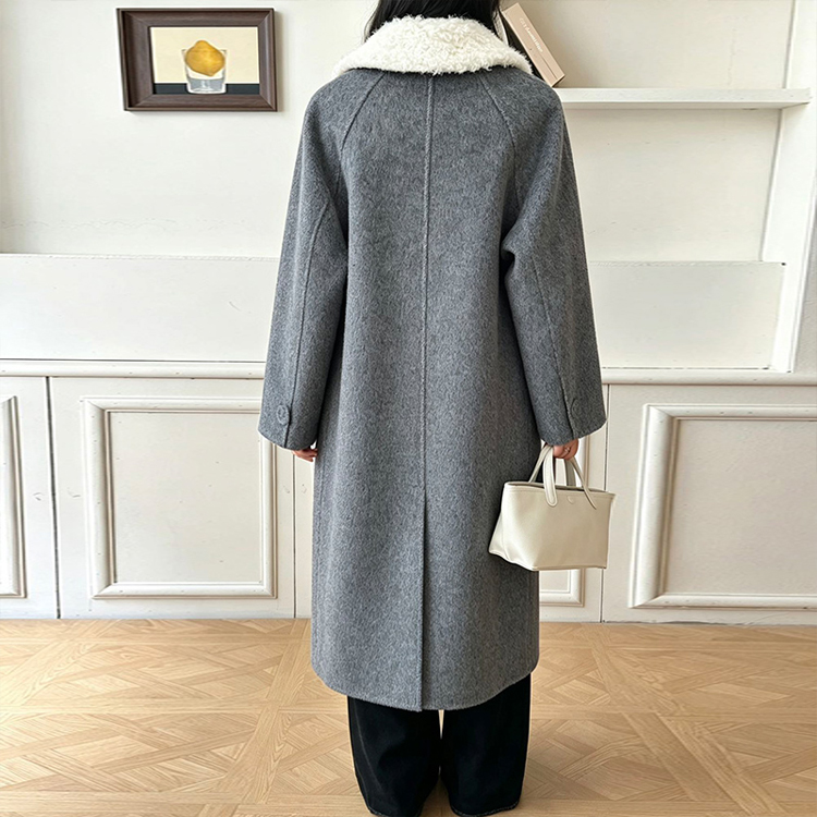 Korean style commuting overcoat long woolen coat for women