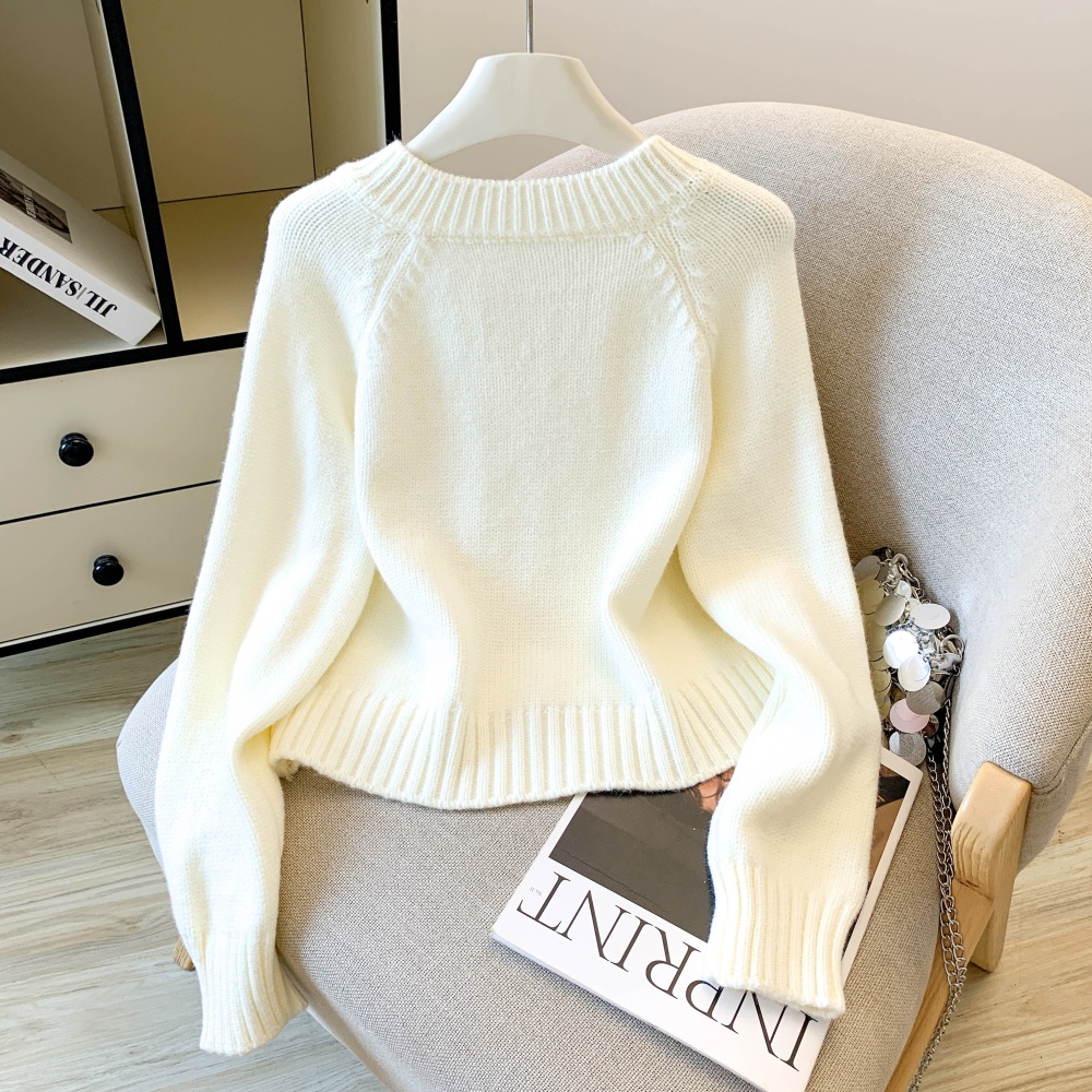 Green round neck cardigan double zip short coat for women