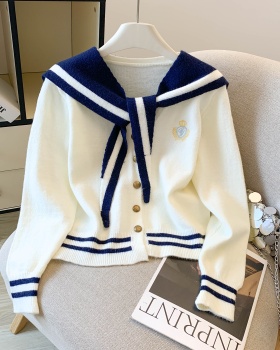 Temperament stripe sweater college style tops