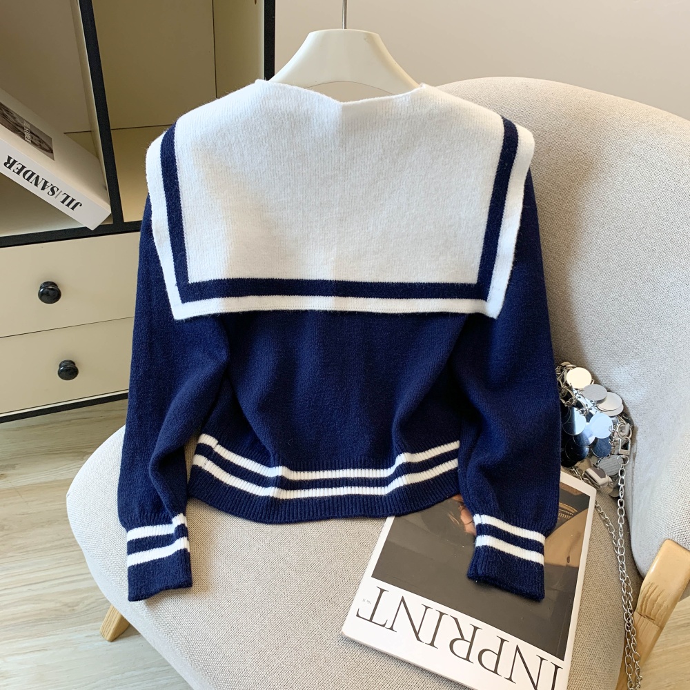 Temperament stripe sweater college style tops