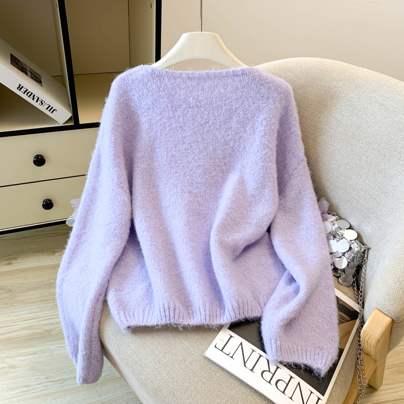 Stereoscopic France style retro autumn flowers sweater