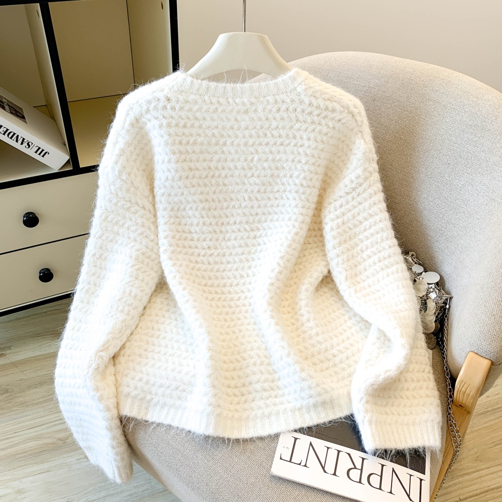 Knitted yellow cardigan loose sweater for women