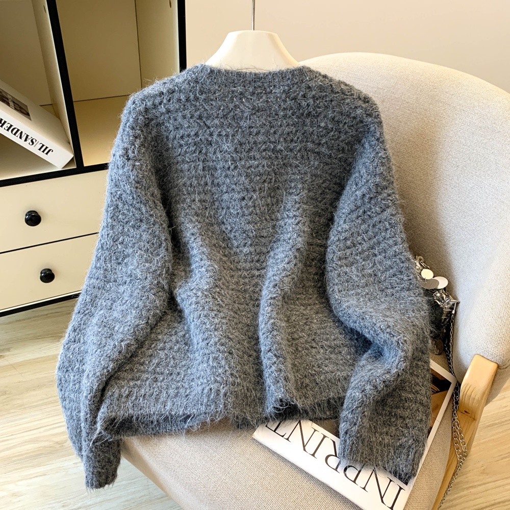 Knitted yellow cardigan loose sweater for women