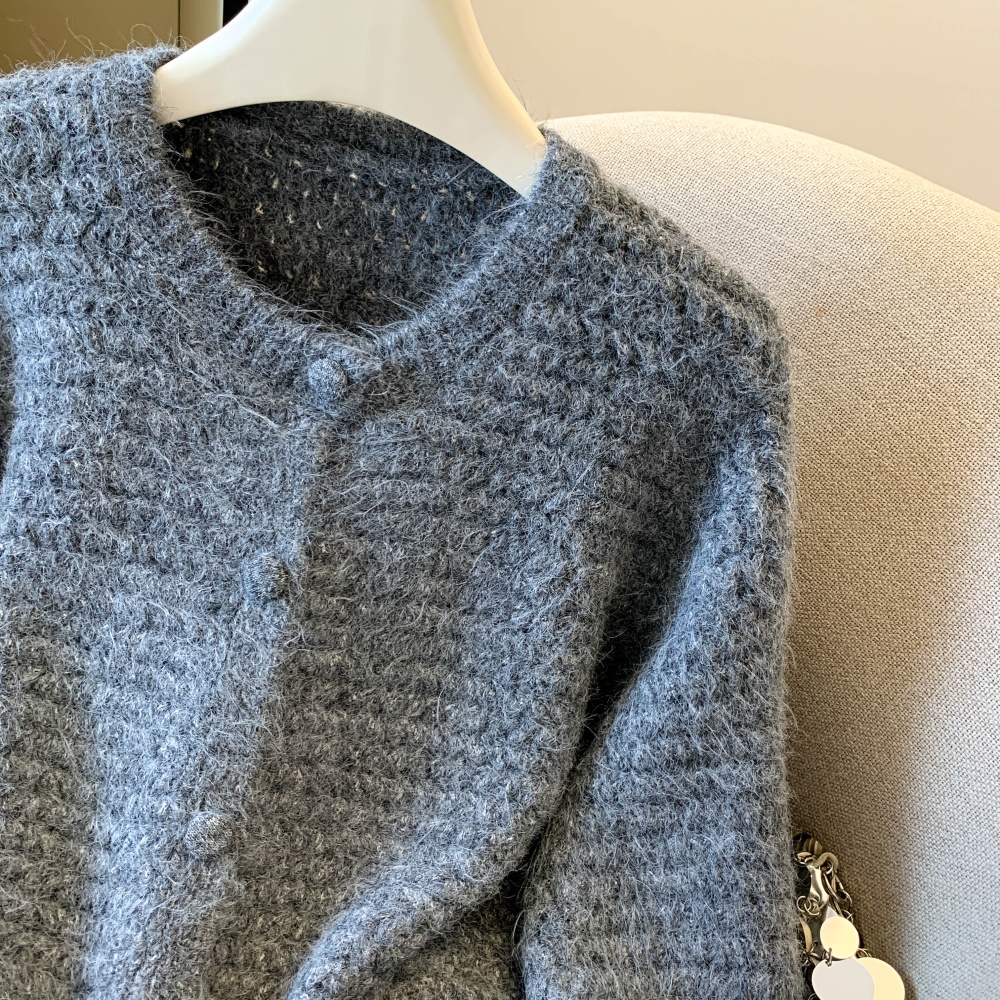 Knitted yellow cardigan loose sweater for women