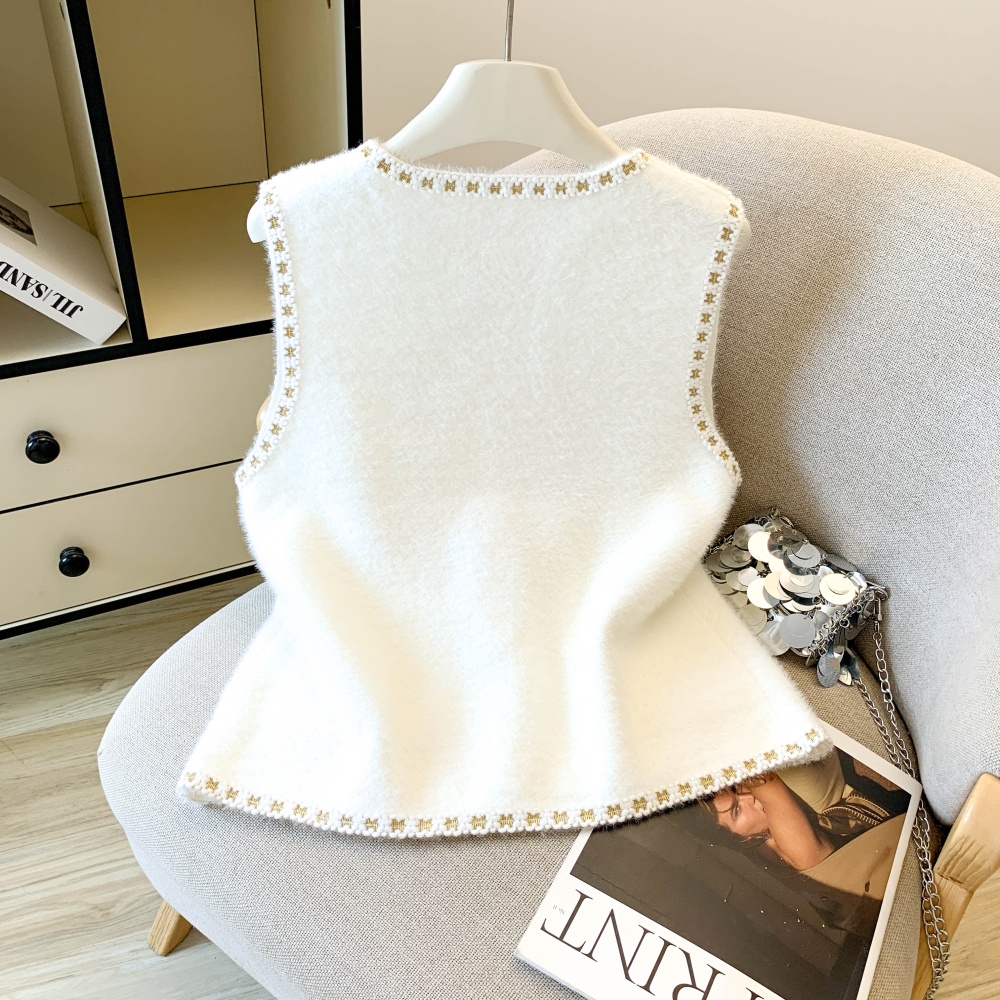 Spring and autumn loose tops chanelstyle vest for women