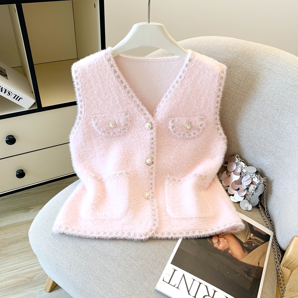 Spring and autumn loose tops chanelstyle vest for women