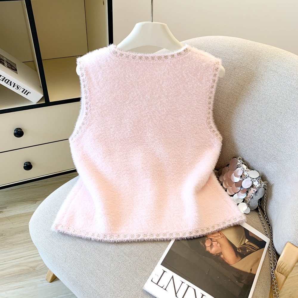 Spring and autumn loose tops chanelstyle vest for women