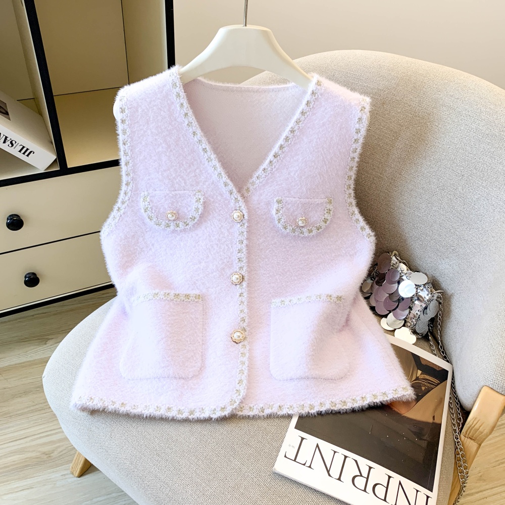 Spring and autumn loose tops chanelstyle vest for women