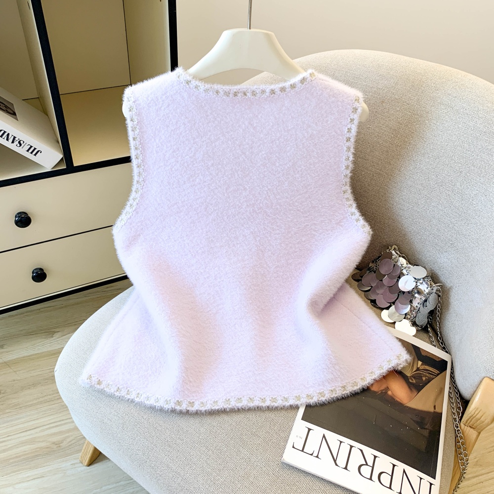 Spring and autumn loose tops chanelstyle vest for women