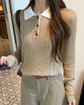 Mixed colors colors long sleeve sweater for women