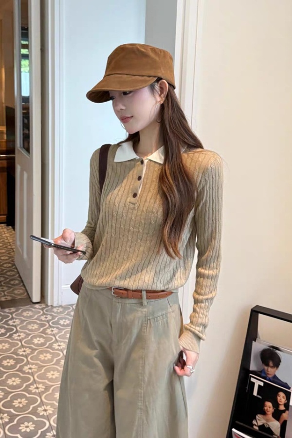 Mixed colors colors long sleeve sweater for women