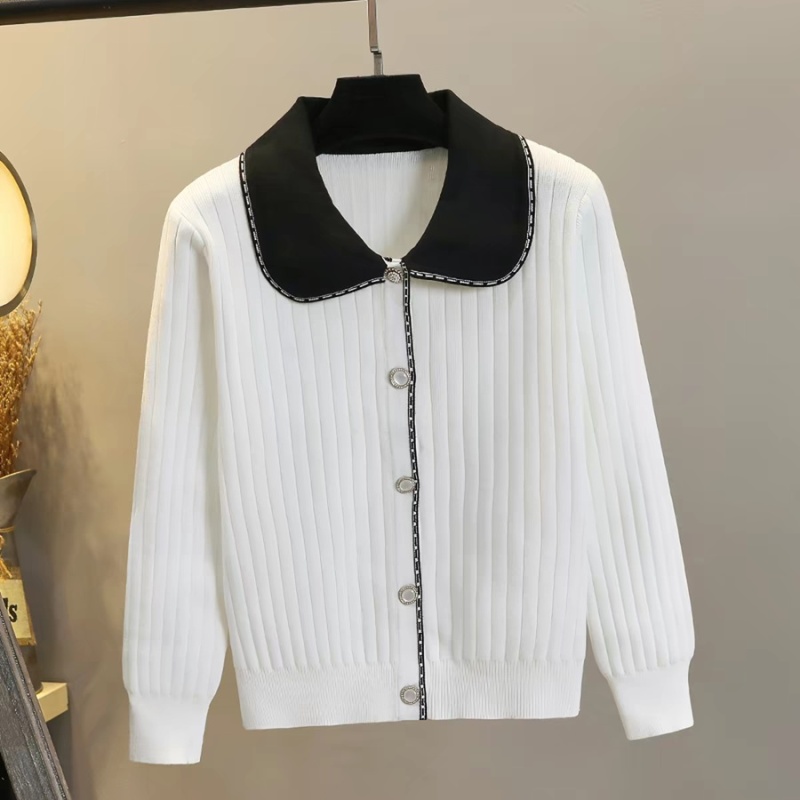 Slim wears outside coat lapel knitted sweater for women