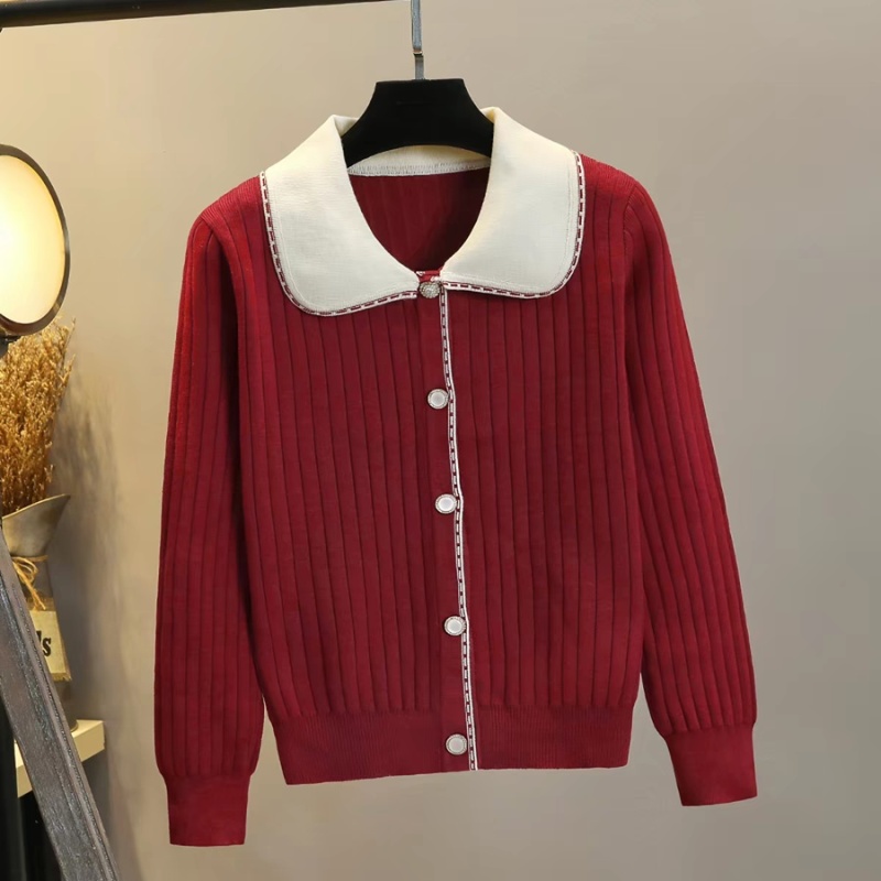 Slim wears outside coat lapel knitted sweater for women
