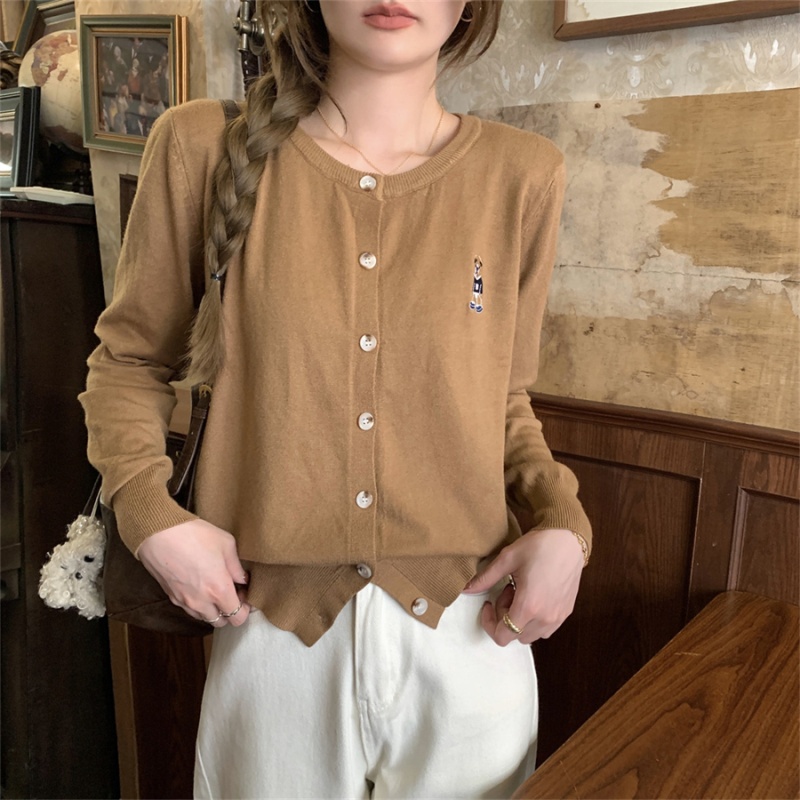 Cubs embroidery coat college knitted tops for women