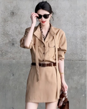 Temperament slim tops fashion autumn short skirt 2pcs set